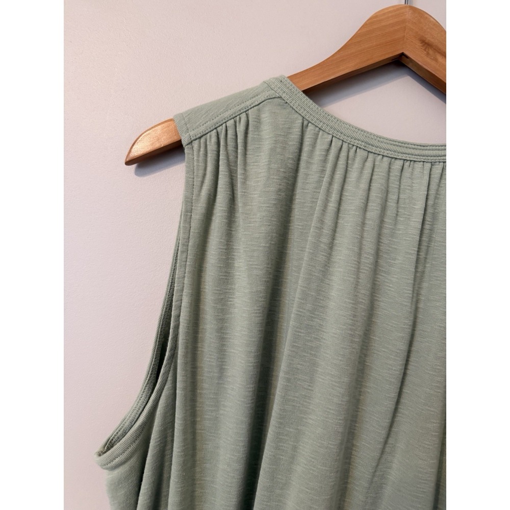 Ava & Viv Tank Top Womens 2X Green Keyhole Tie Neck Sleeveless Basic Soft NWOT - Picture 11 of 13